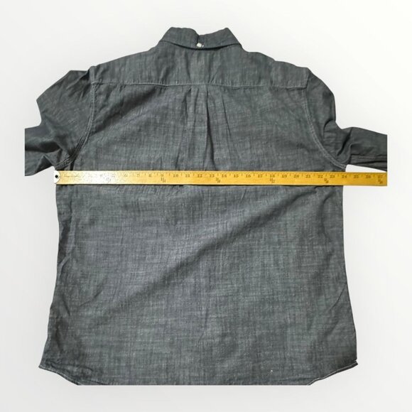 Levi’s Men’s Button Down Shirt XL Black Gray Chambray Long Sleeve Slim Fit Cotto - Picture 12 of 16